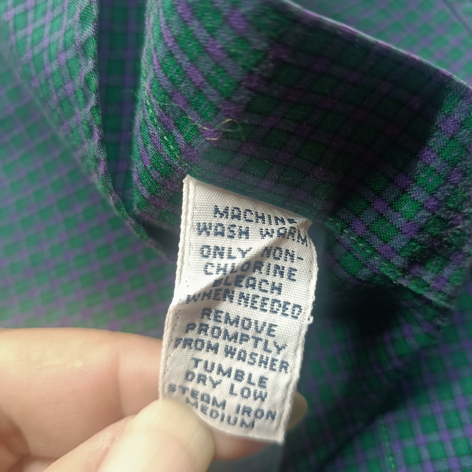 Ralph Lauren Custom Fit Purple Green Plaid Embroidered Pony Button Up Shirt L