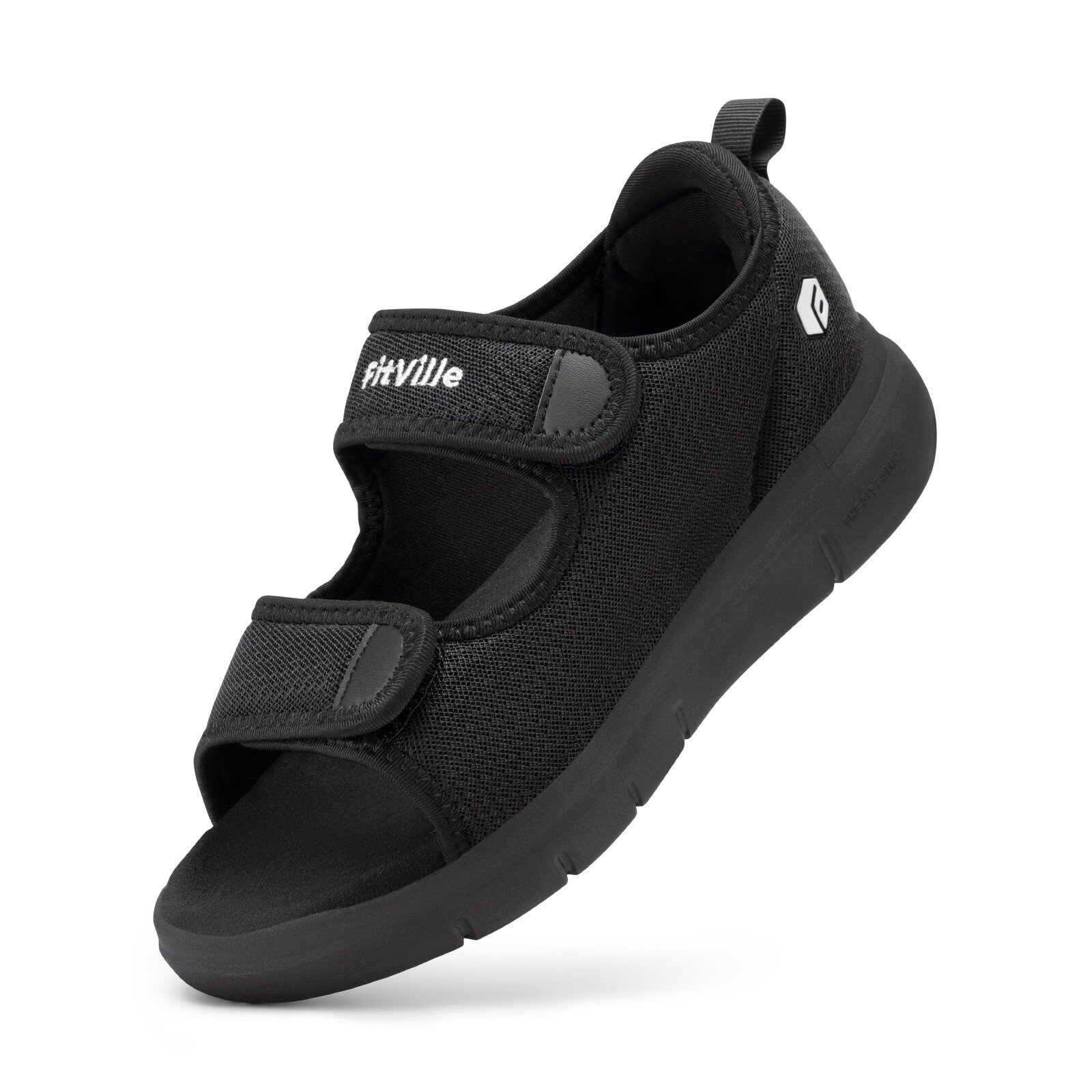 FitVille Mens Diabetic Sandals Black Adjustable Casual Comfort Sport Outdoor