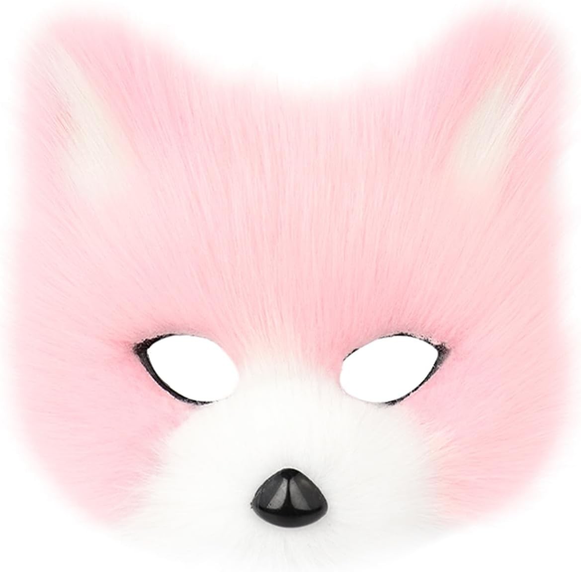 Faux Fur Fox Mask Wolf Cat Fluffy Tail and Leather Necklace Set,Costume Accessor