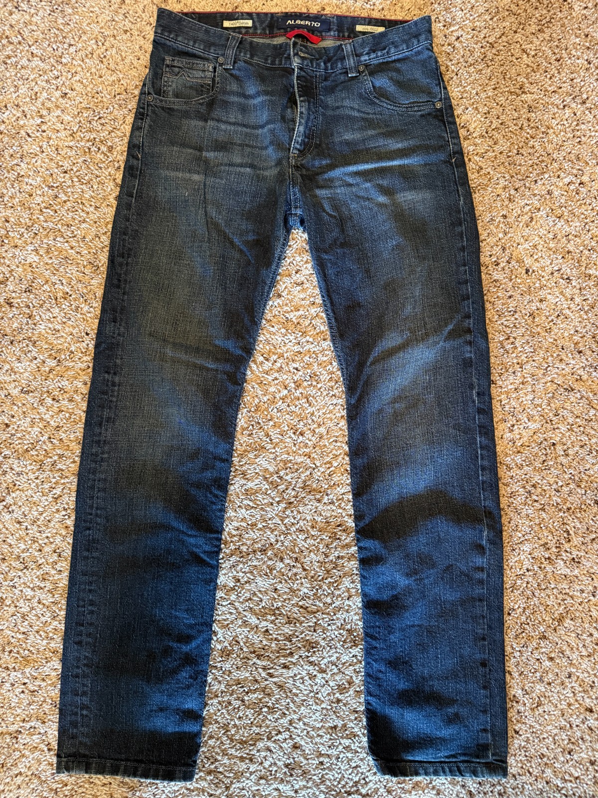 ALBERTO STONE Jeans Blue Denim Dark Wash Modern Fit Stretch Mens 31×32 t400