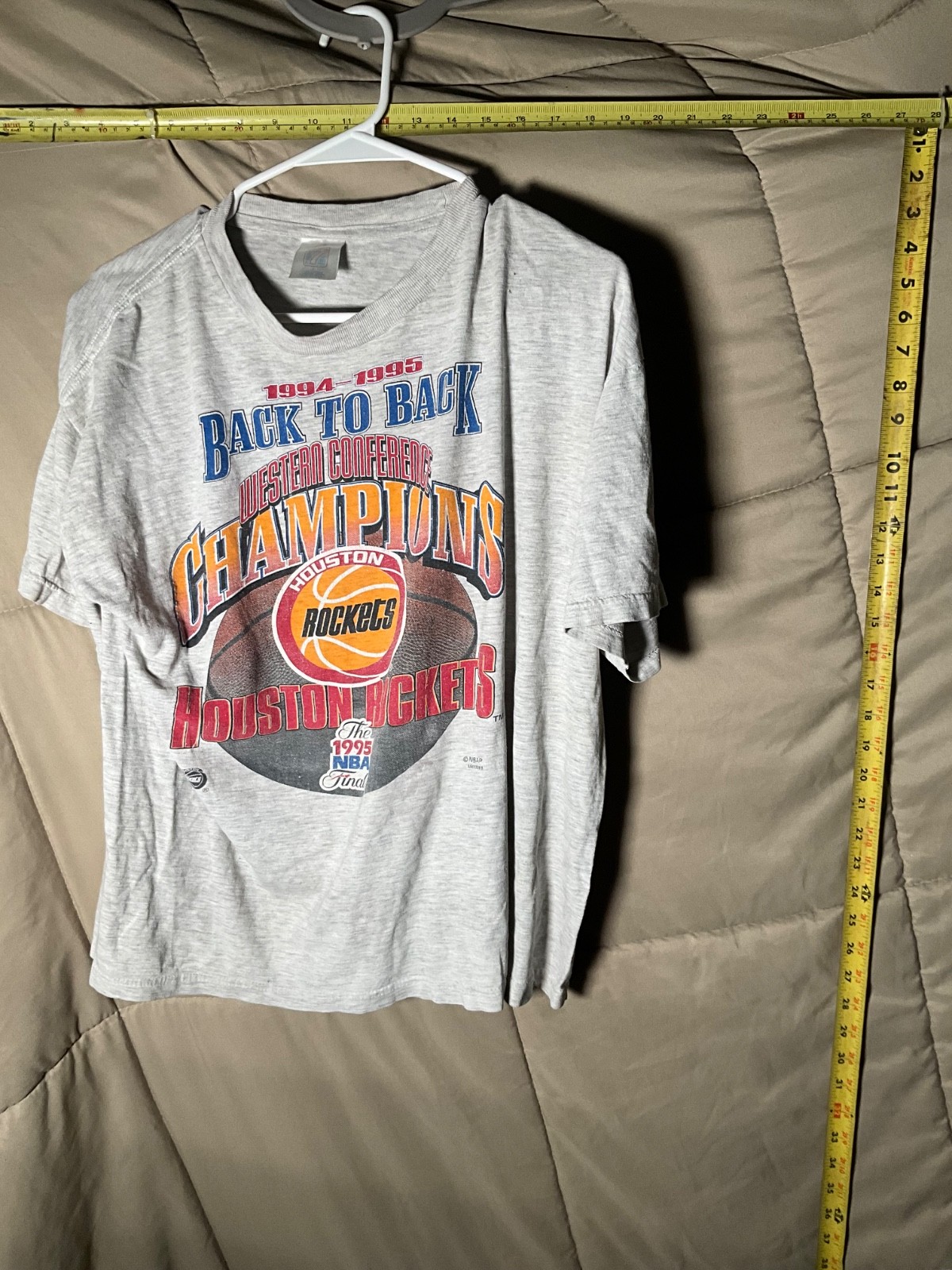 Vintage 1995 Houston Rockets Western Conference Back To Back Champions TShirt L
