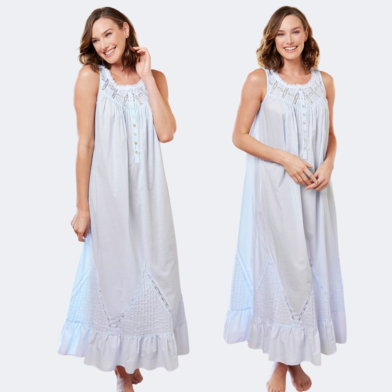 NWT Eileen West Nightgown Long 100% Cotton Lawn Moonlight Sonata, Blue