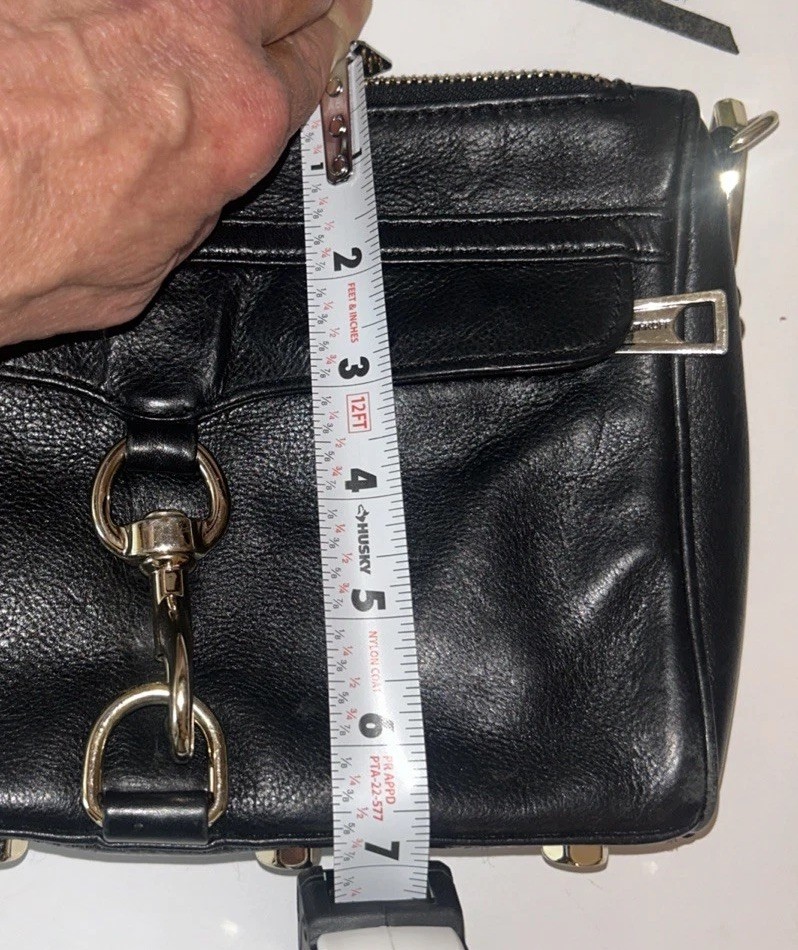 Rebecca Minkoff Mini MAC Black Leather Gold Chain Crossbody Shoulder Bag EUC