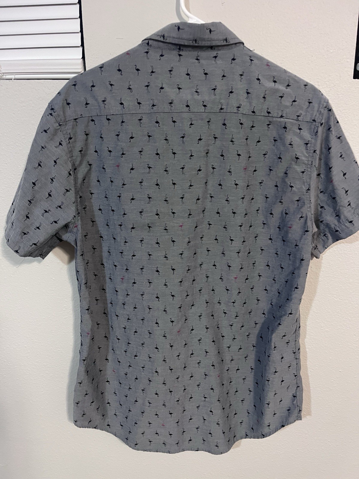 San Francisco Work Shirt Size L Slim Fit Flamingo Print Mens