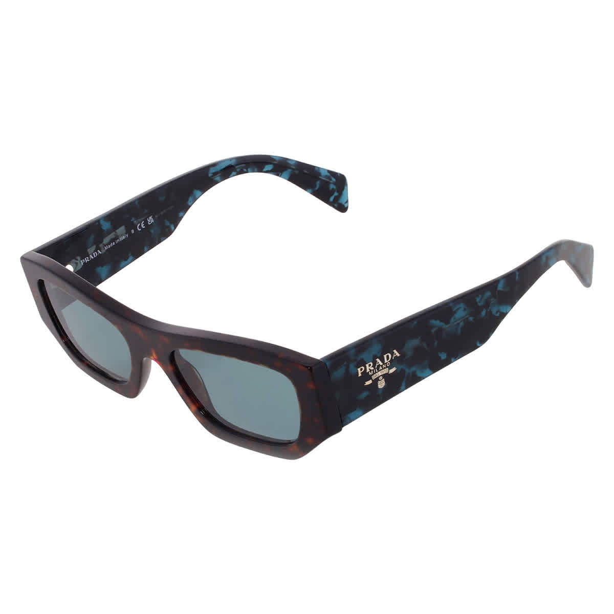 Prada Petrol Green Rectangular Men’s Sunglasses PR A01S 18Z40K 53 PR A01S 18Z40K