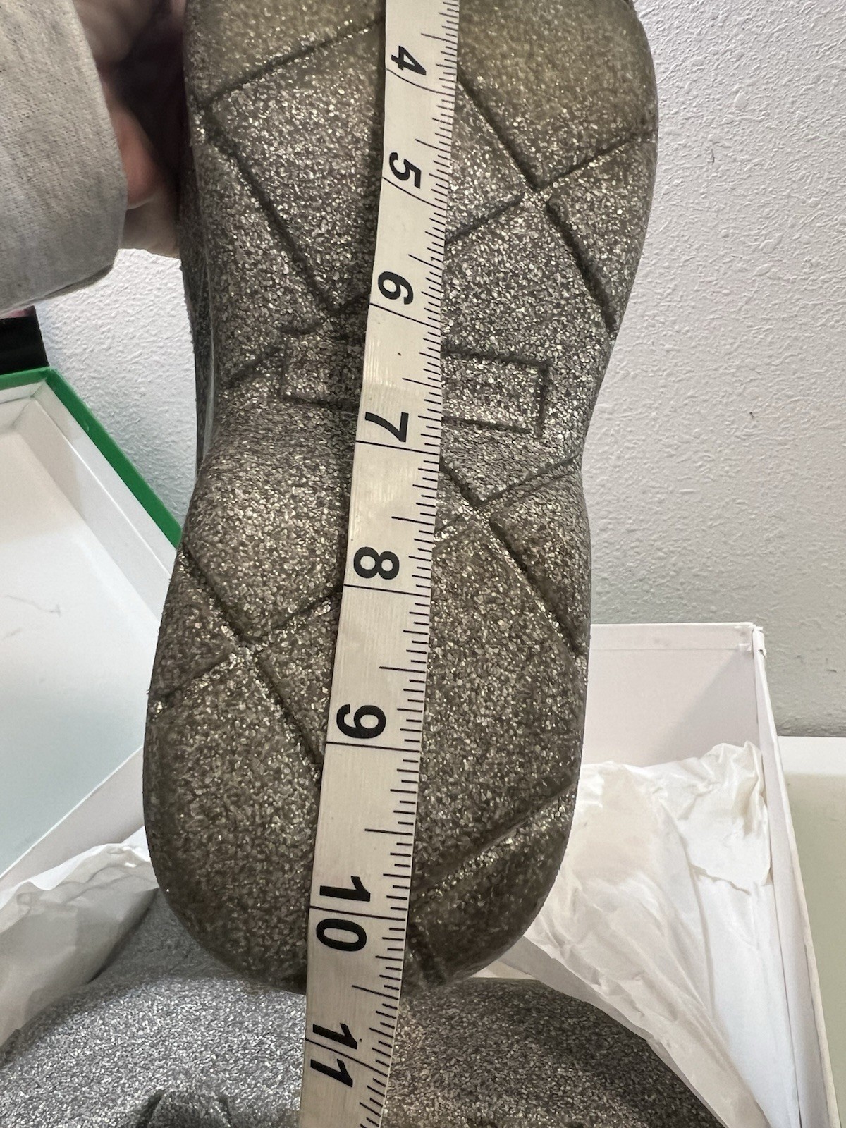 Bottega Veneta Puddle Boots 38 Icon Rainboots Silver Glitter Platform PVC Rubber