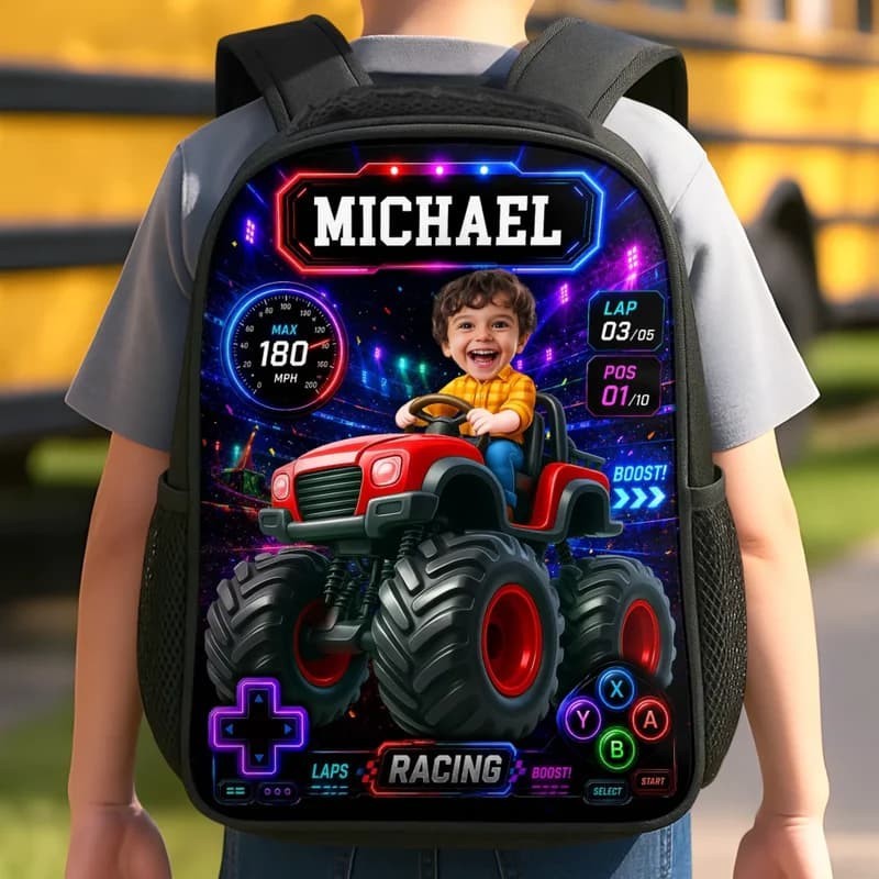 Personalized School Backpack, Custom Photo Book Bag, Back to School Gift for Kid
