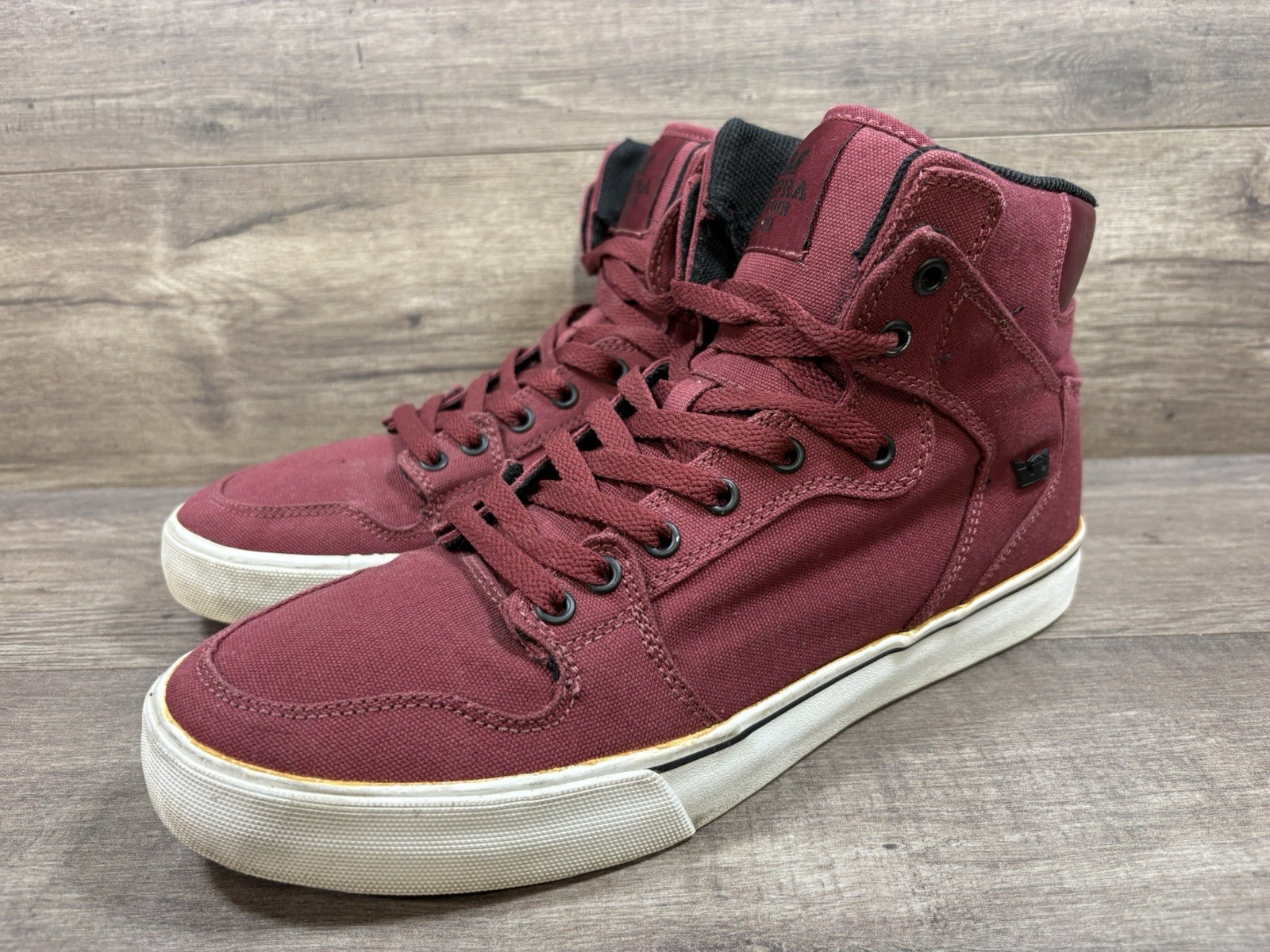 Supra Vaider Canvas Skate S28266 High Top Burgundy Mens Size 11.5 See Descr!