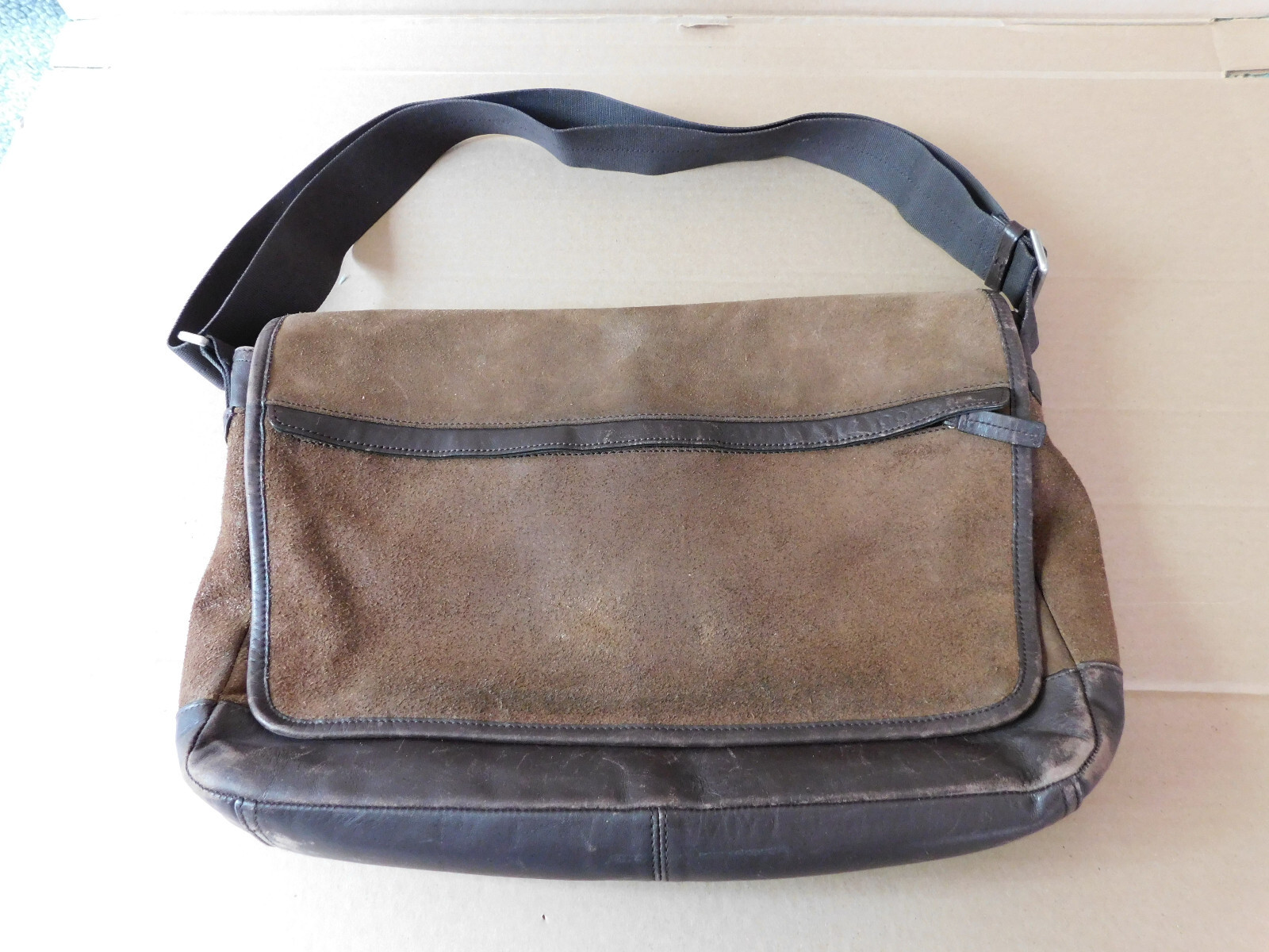 Coach Camden Brown Leather Suede Messenger Laptop Satchel Bag D1361-F70924