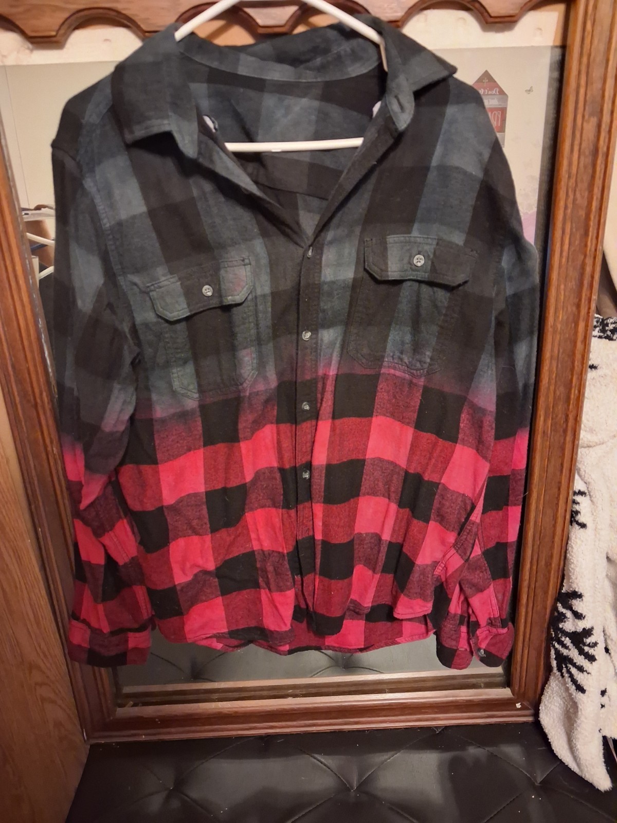 Fusia And Black Color Dipped Flannel