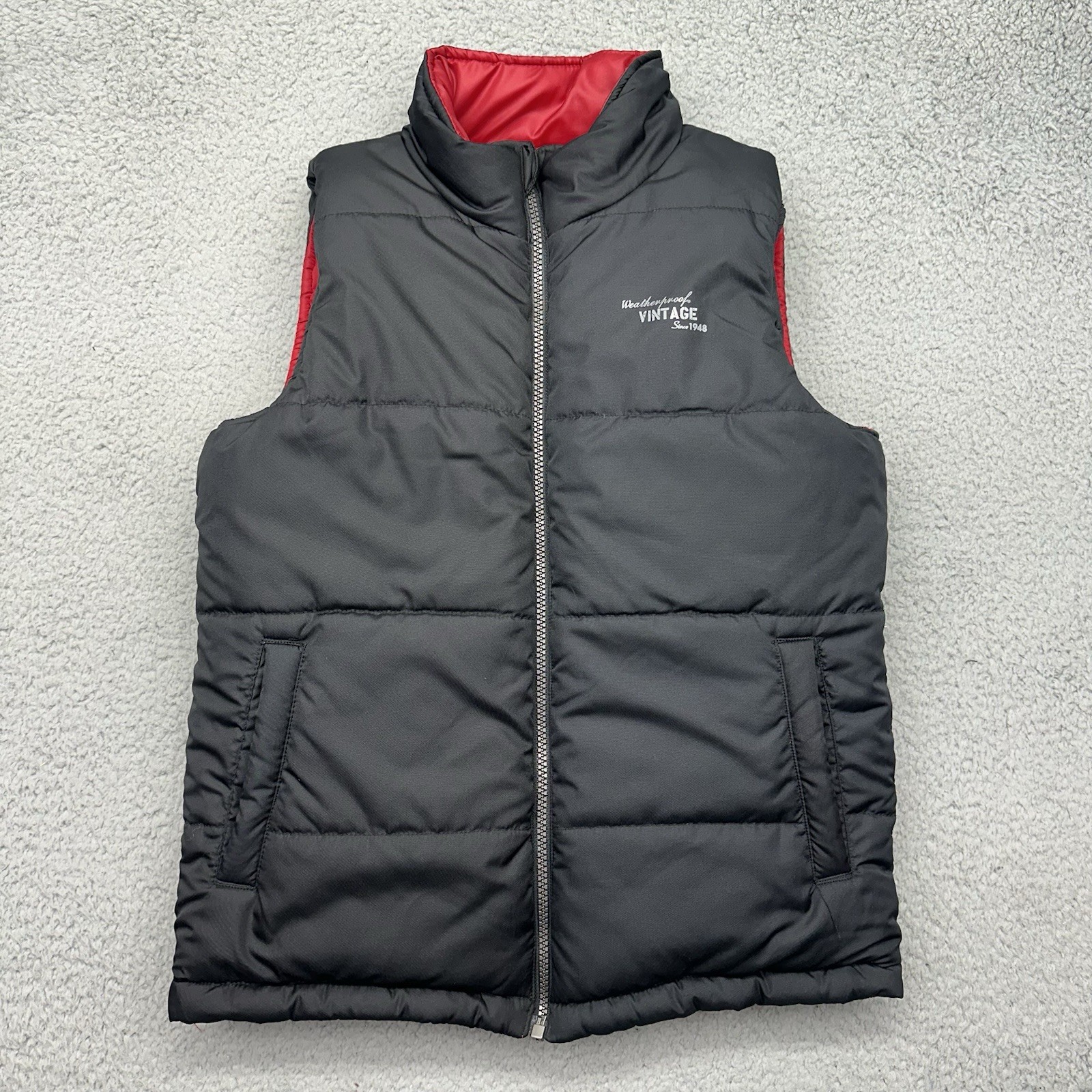 Weatherproof Vintage 37500573 Medium Polyester Reversible Puffer Vest Black/Red