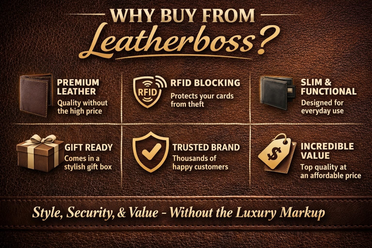 RFID Blocking Brown Vintage Leather Men’s Trifold Center Flap Wallet