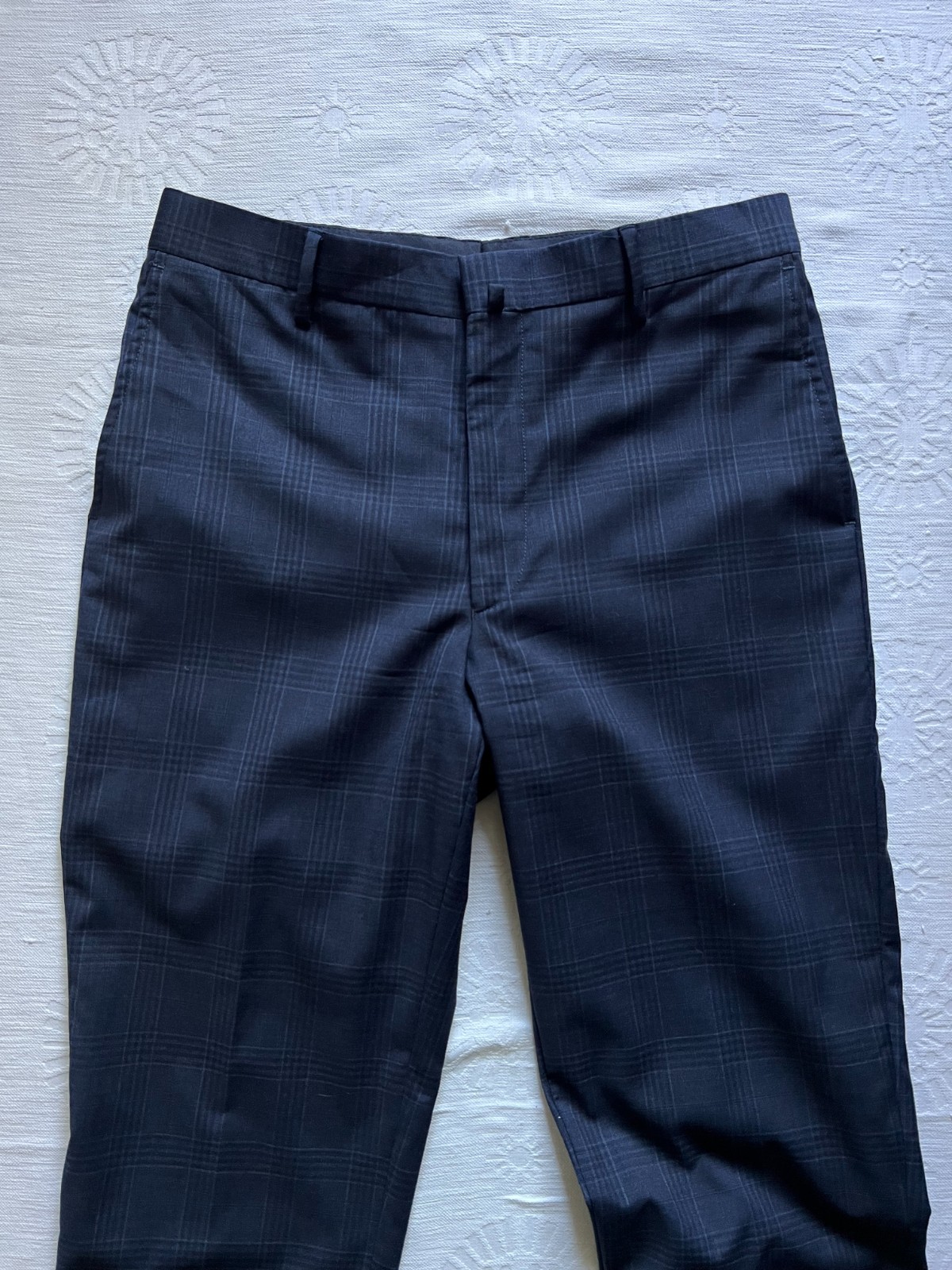 Hackett London x Loro Piana Mayfair Check 2 Piece Suit Navy Slim-Fit Size 38L, S