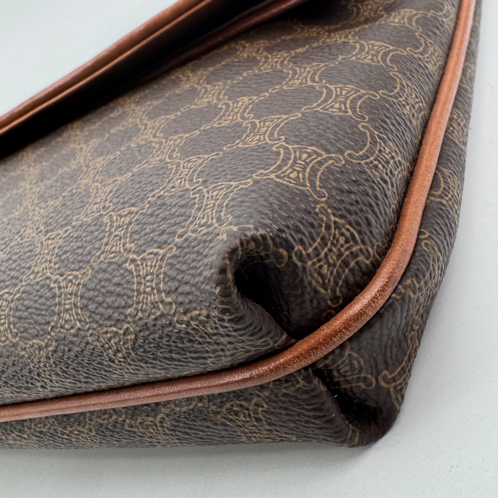 Vintage CELINE Macadam Flap clutch Bag Purse Pouch Brown