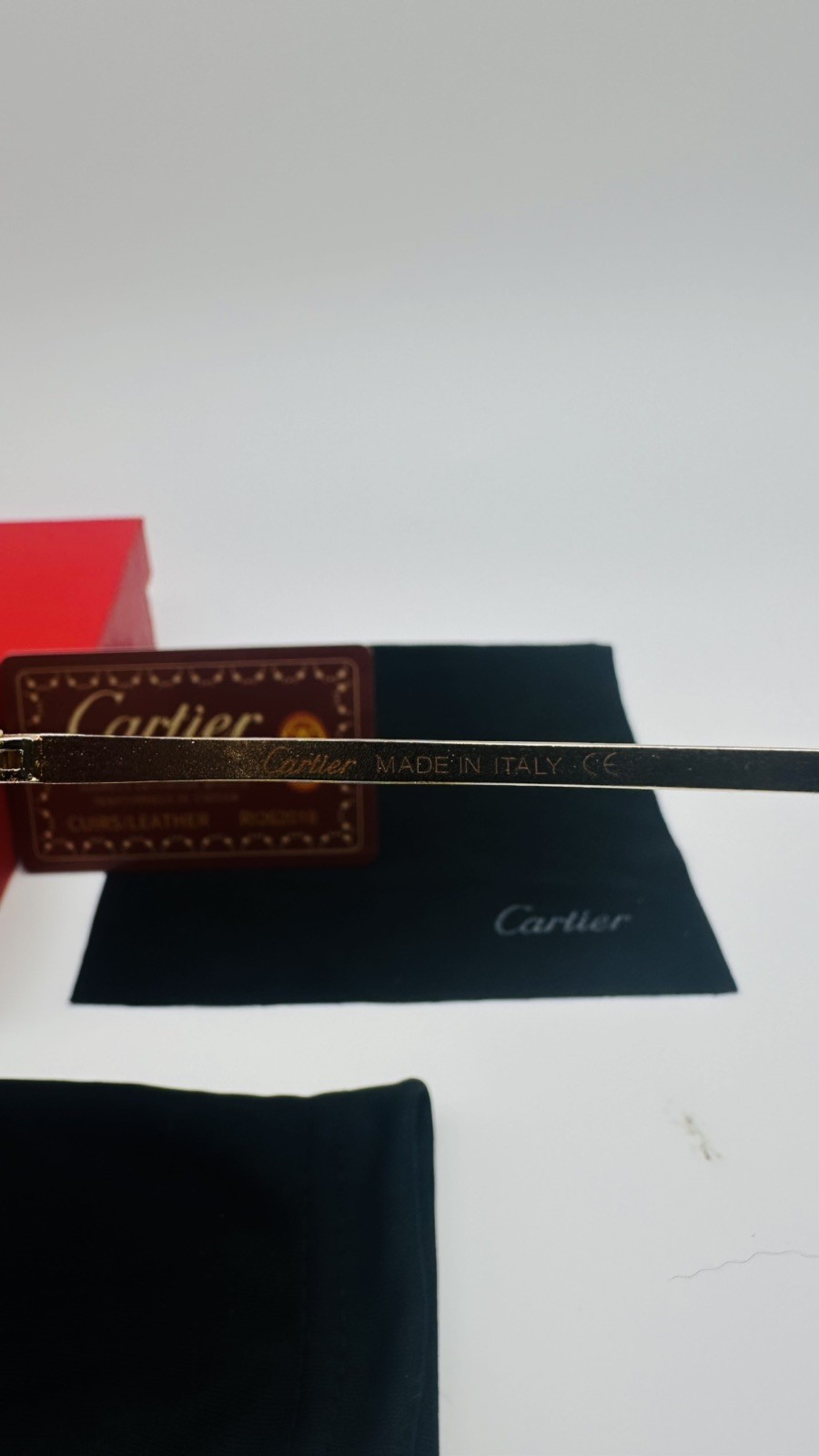 Cartier Big C Diamond Cut Red to Blue Fade Frameless Lens Gold Frame