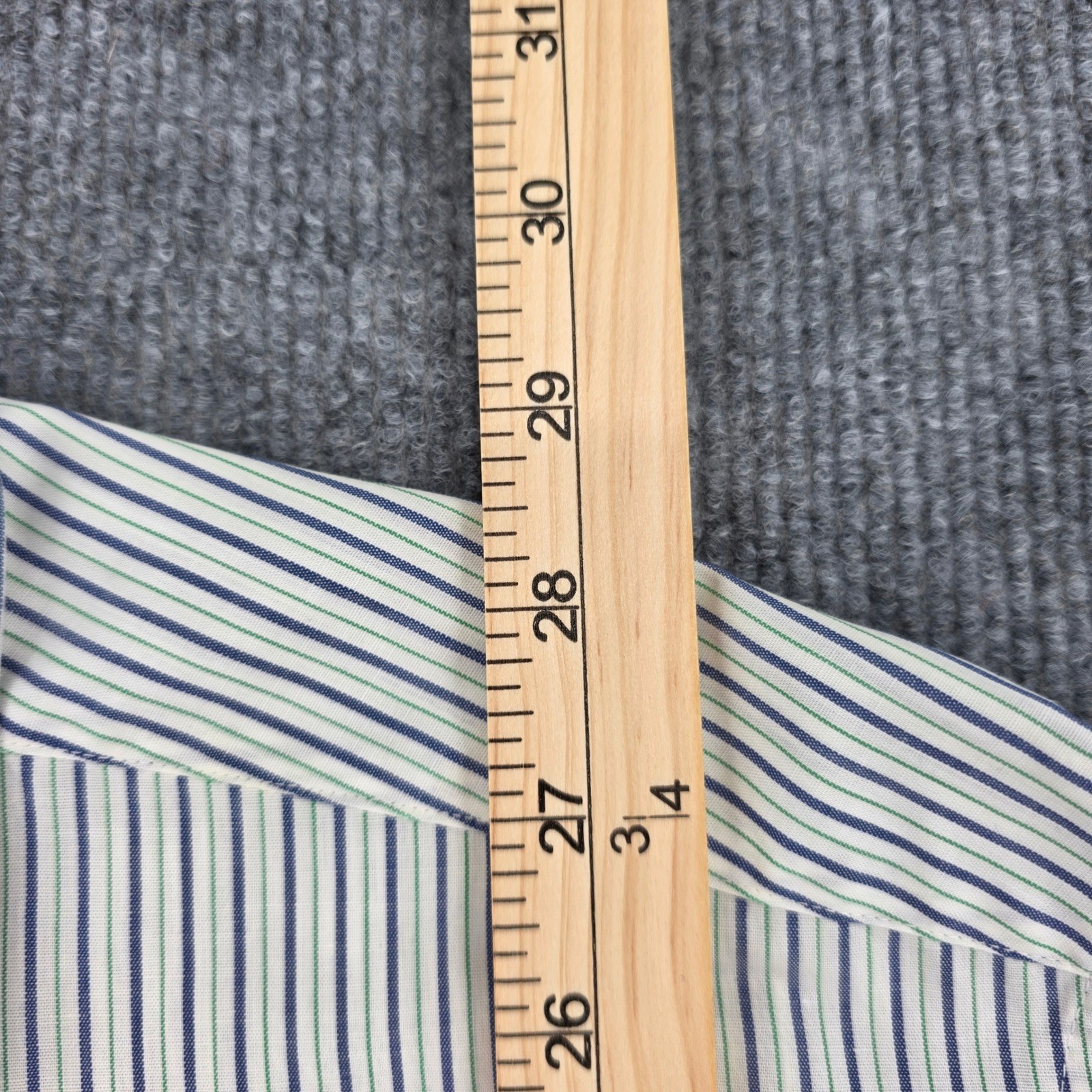 Vintage Culwell & Son Hathaway Striped Shirt Mens 16-34 Blue Green Poplin USA