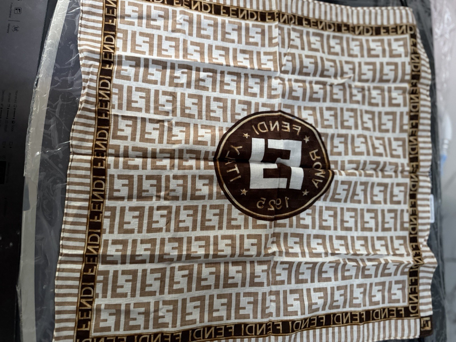 Authentic Fendi Brown/white FF stripe scarf with “FENDI ROMA 1925” seal?