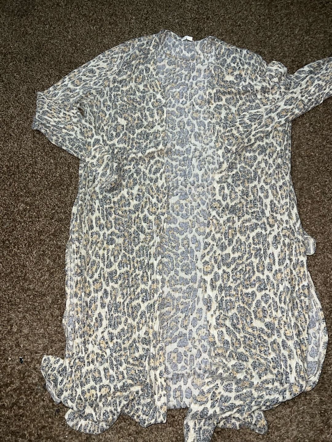 Another Reason Leopard Print Longline Open Front Duster Cardigan