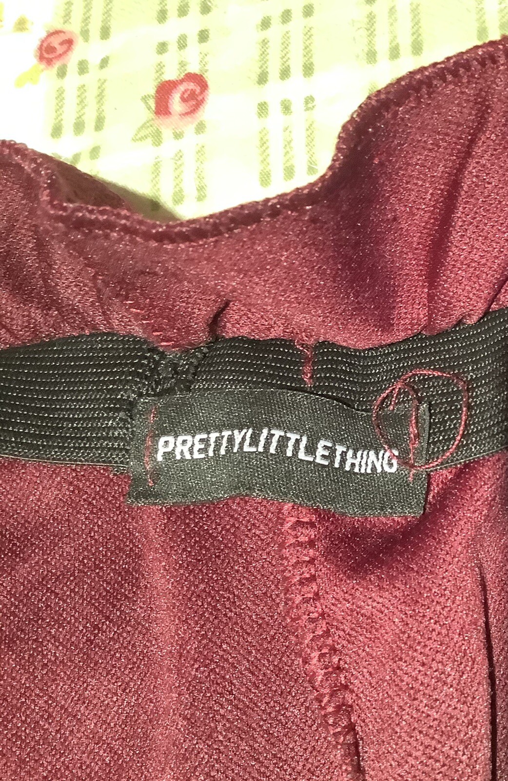 PRETTY LITTLE THING BURGUNDY COMFY FRILLED ELASTICATED STRETCH TROUSERS SIZE 6