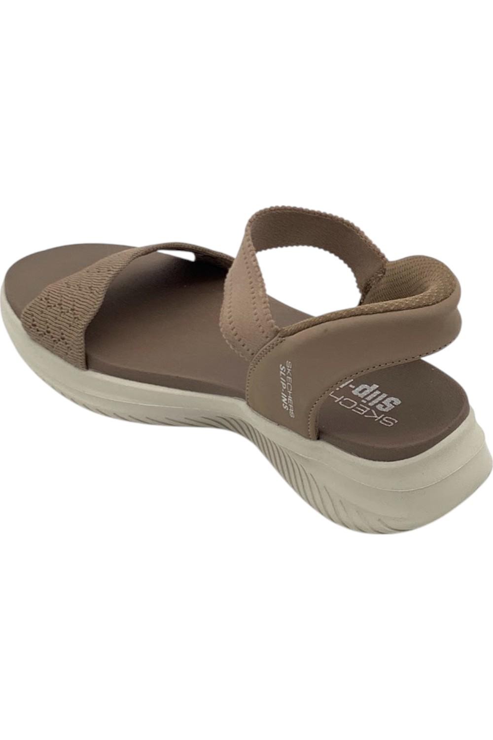Skechers Slip Ins Ultra-Flex Knit Sandals Feelin’ Pretty Mocha