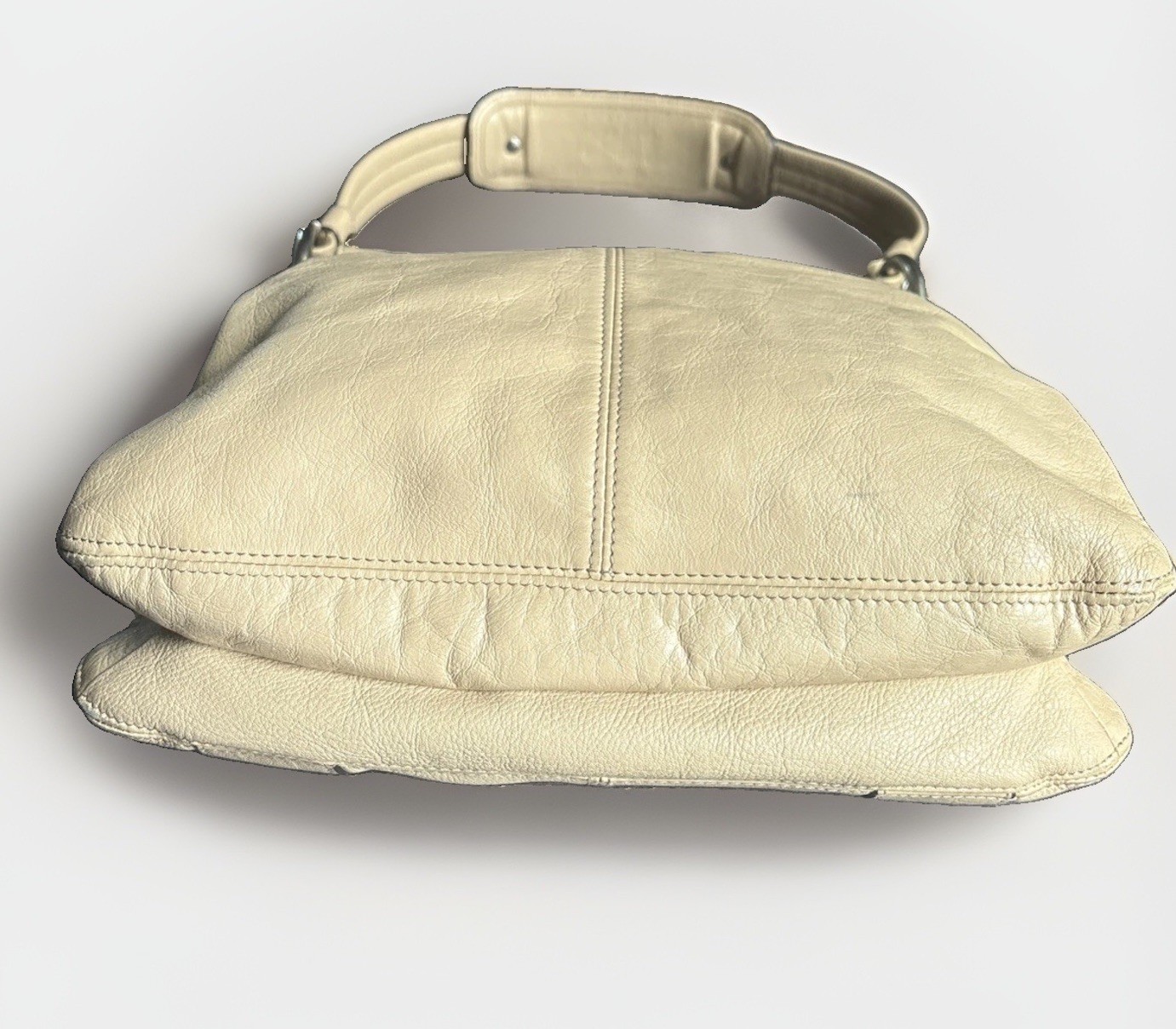 B. Makowsky Small Tan Leather Shoulder Bag Purse with Padded Single Strap