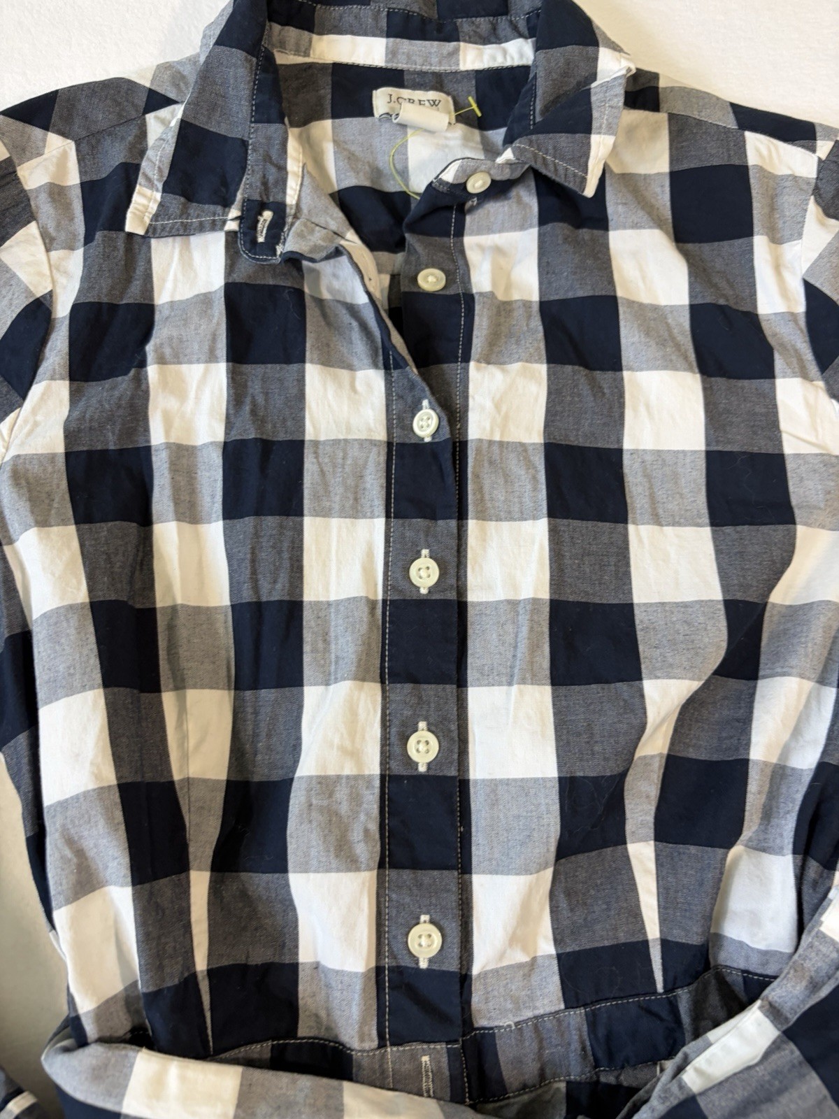J Crew New Gingham plaid belted shirtdress long sleeve button up black white