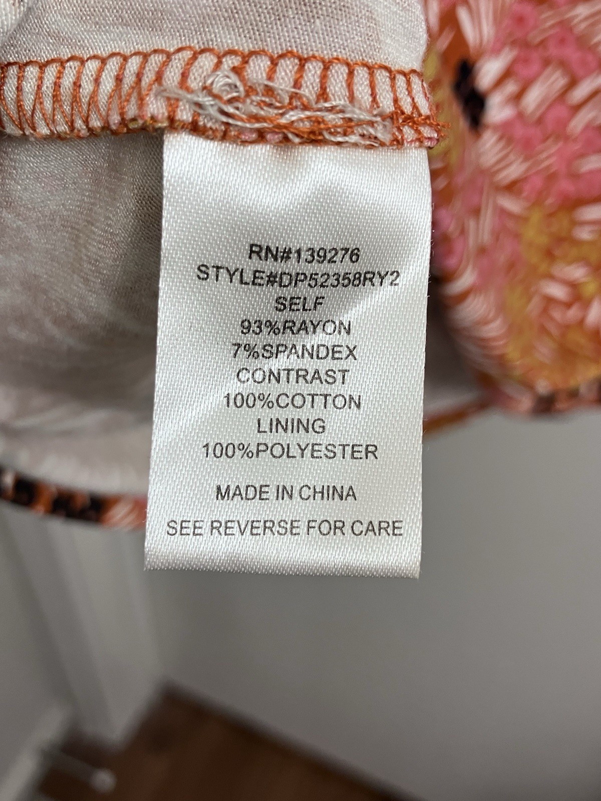 Daniel Rainn Floral Dress RXP Rust Orange Pink Boho Crochet Trim Rayon Lined