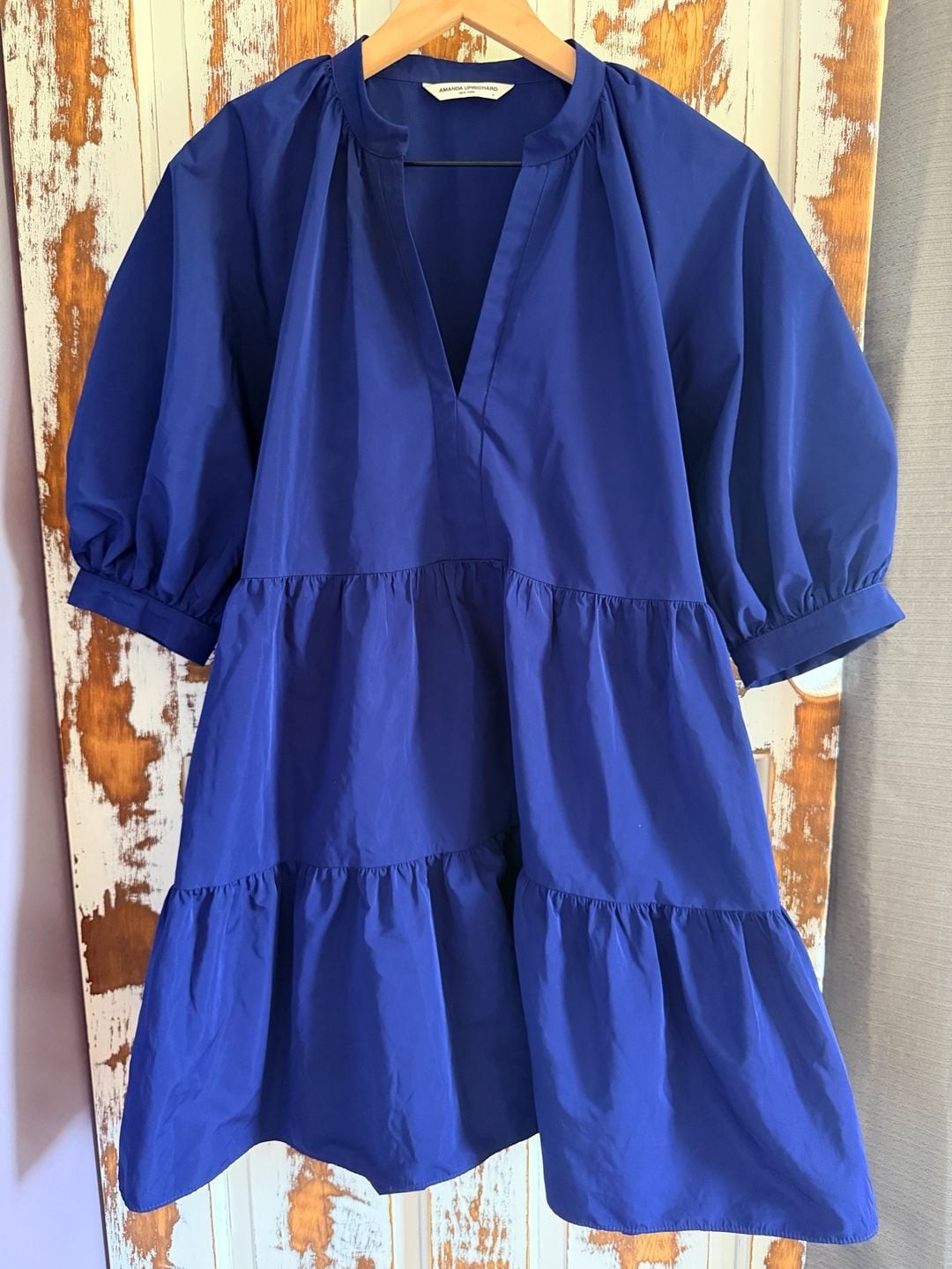 Amanda Uprichard Tiered Mini Dress in Sapphire Blue Coastal European Scandi
