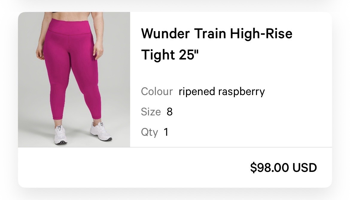 lululemon Wunder Train High-Rise Tight Leggings 25″ Ripened Raspberry Size 8