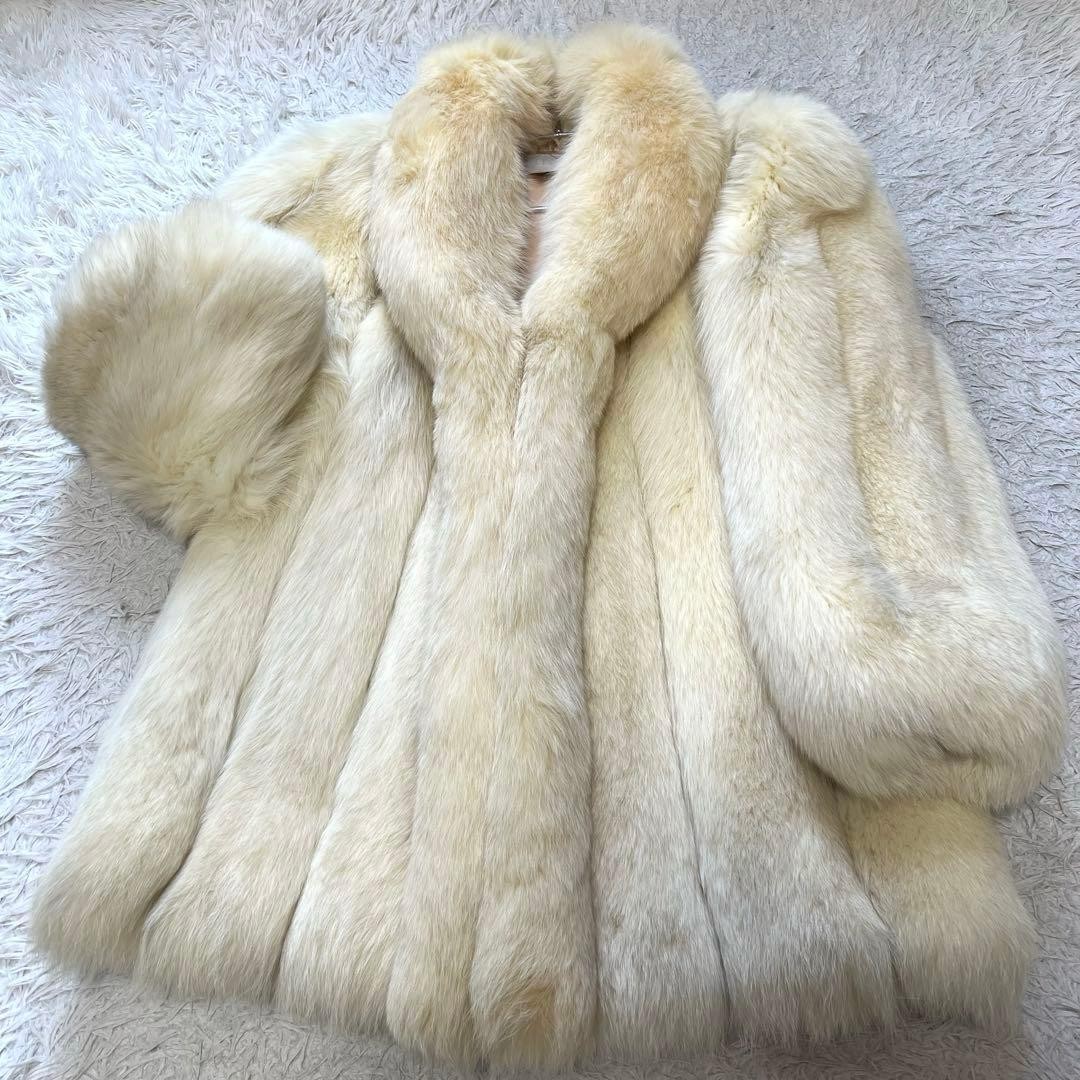 SAGA FURS Shadow Fox Fur Coat 80cm Long Jacket Plush Voluminous Size 13 XL