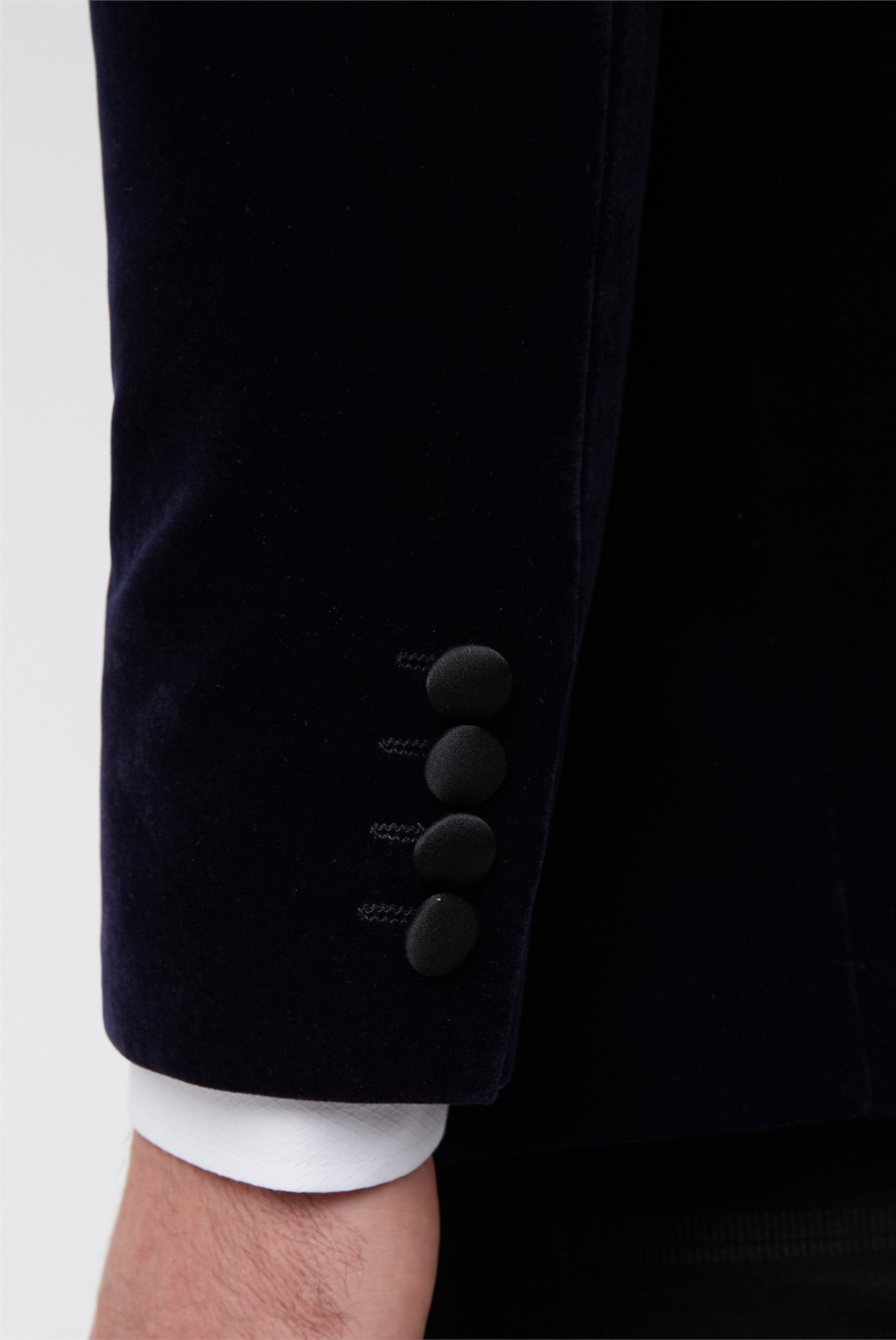Slim Fit Smoking Jacket Navy Blue Velvet Tuxedo Shawl Collar Blazer One Button