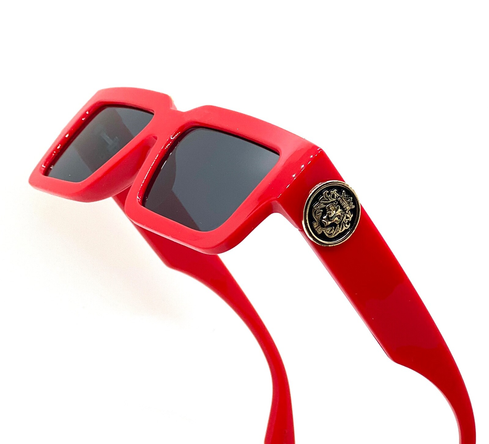 MEN GOLD LION HEAD MEDALLION SUNGLASSES CLASSIC CASUAL RETRO DESIGNER OUTDOOR