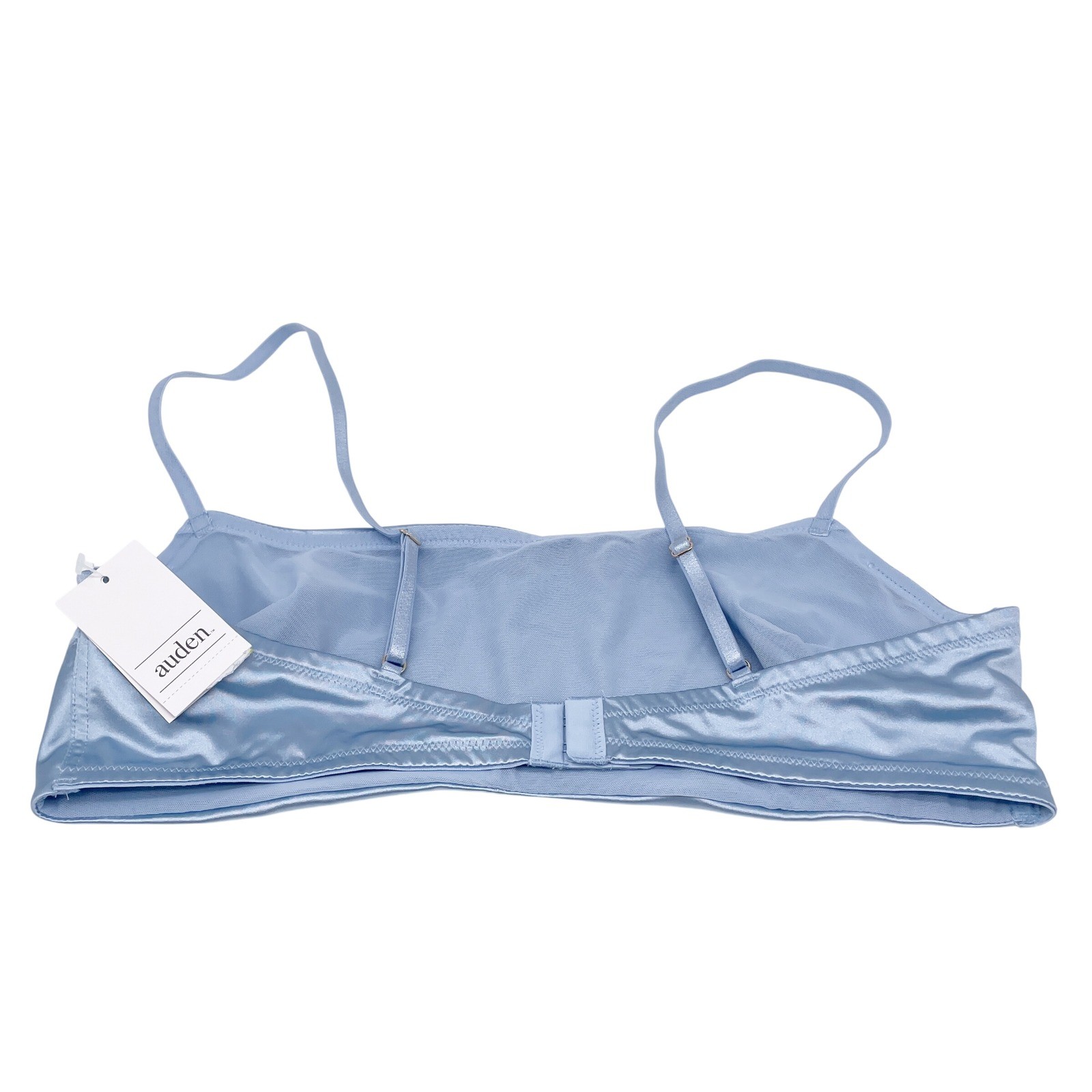 Auden Women’s Light Blue Adjustable Straps Hook Back Satin Bralette Size XS