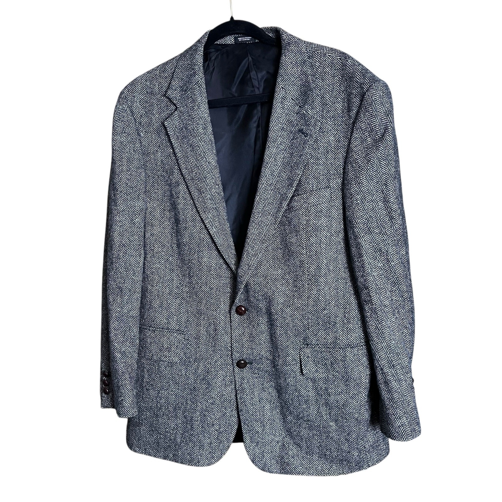 Deansgate Mens Lambs Wool Blend Herringbone Jacket 42R VTG Academia Old Money