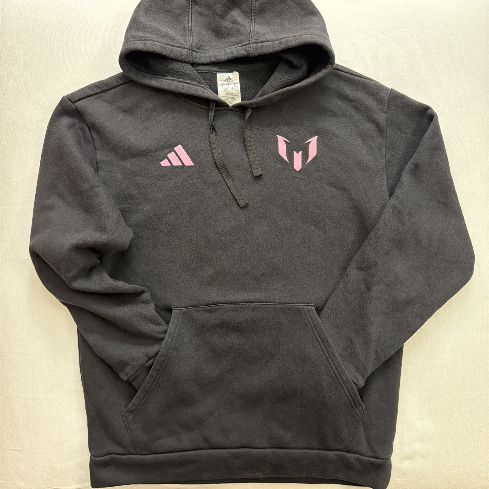 adidas Lionel Messi Hoodie Sweatshirt Black and Pink, Size Medium
