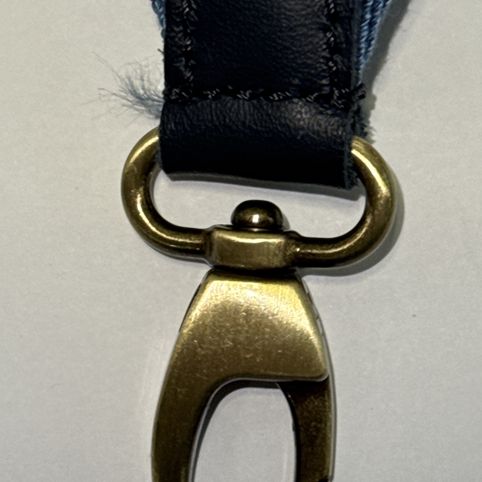 Portland Leather Goods Blue Black Adjustable Shoulder Strap Brass Clips