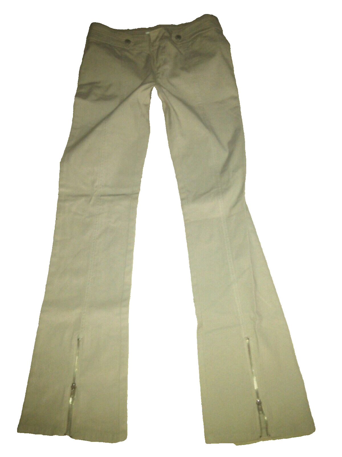 JLO Jean Pants, Khaki Canvas Low Rise, Zip Hem For Flare or Bell