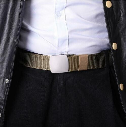 Men’s Plastic Cam Buckle Nylon Canvas Tactical Waistband Webbing Military Belt