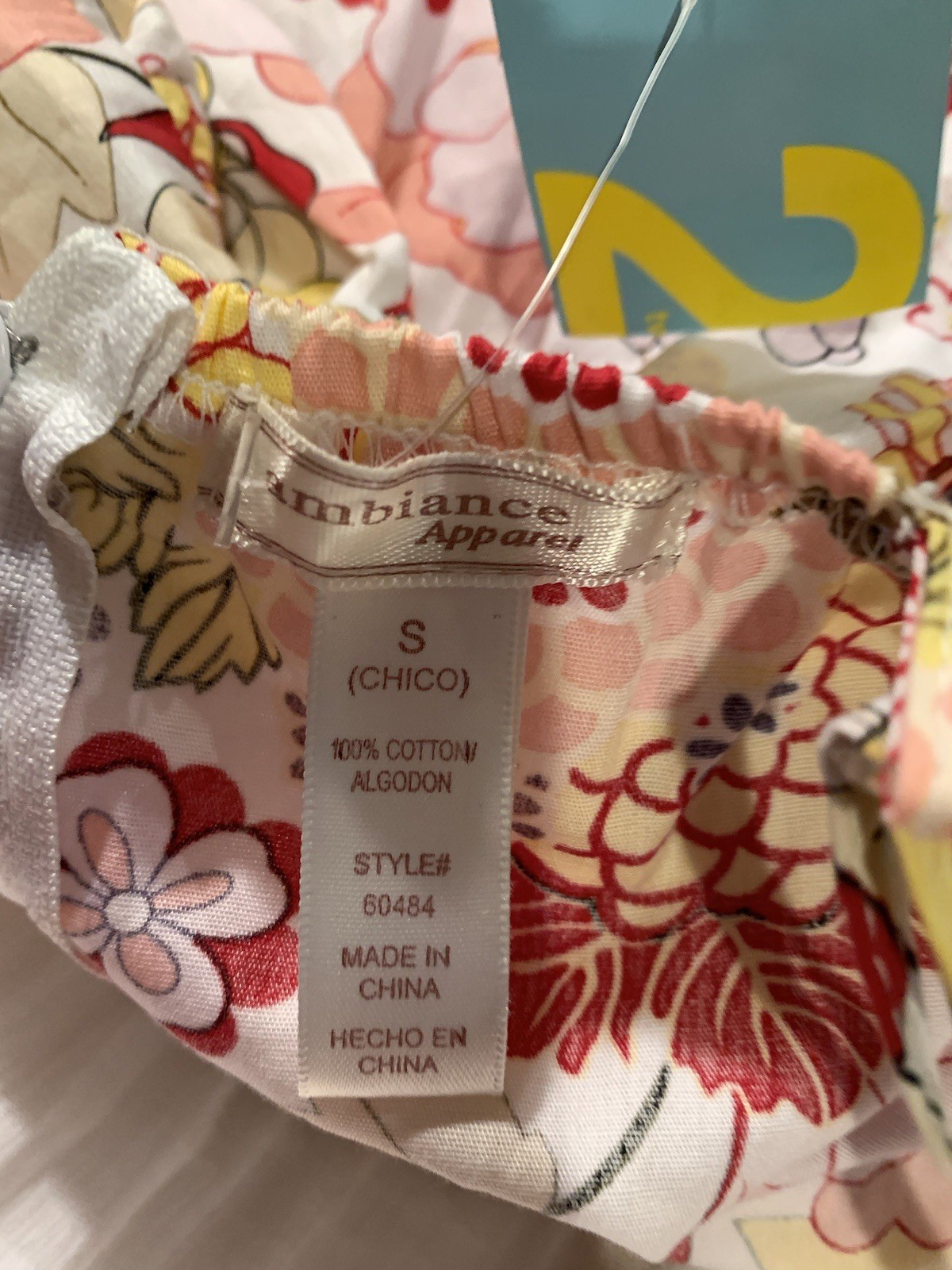 Ambiance Floral Print Sundress Dress Cotton Built-in Bra Pads Size Small NWT
