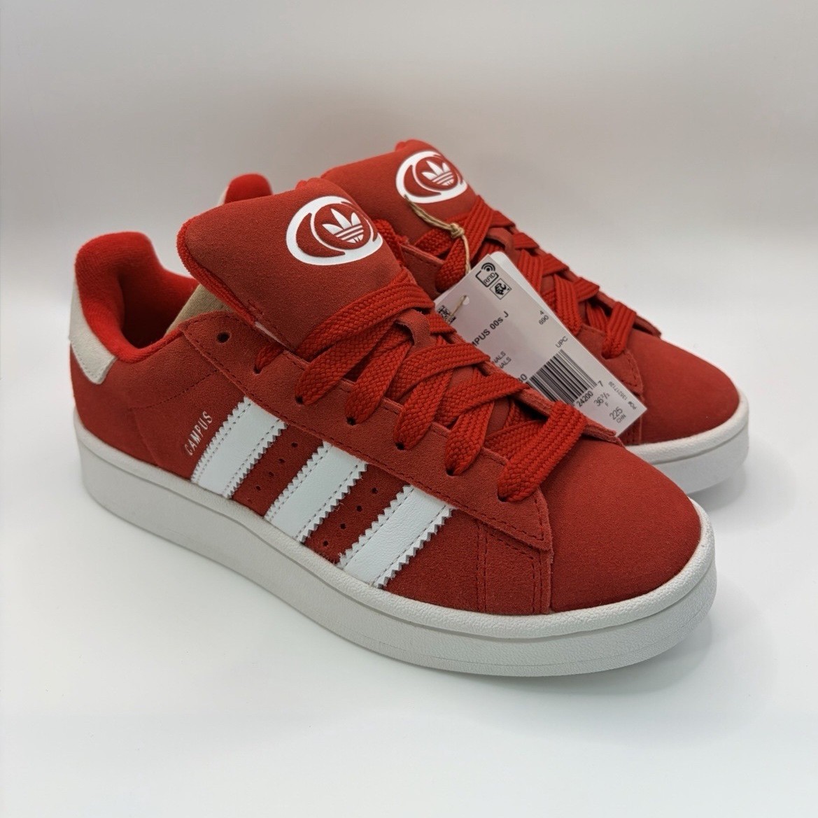Brand New adidas Campus 00s J Kids Suede Lace-Up Sneakers Red/White 4.5Y
