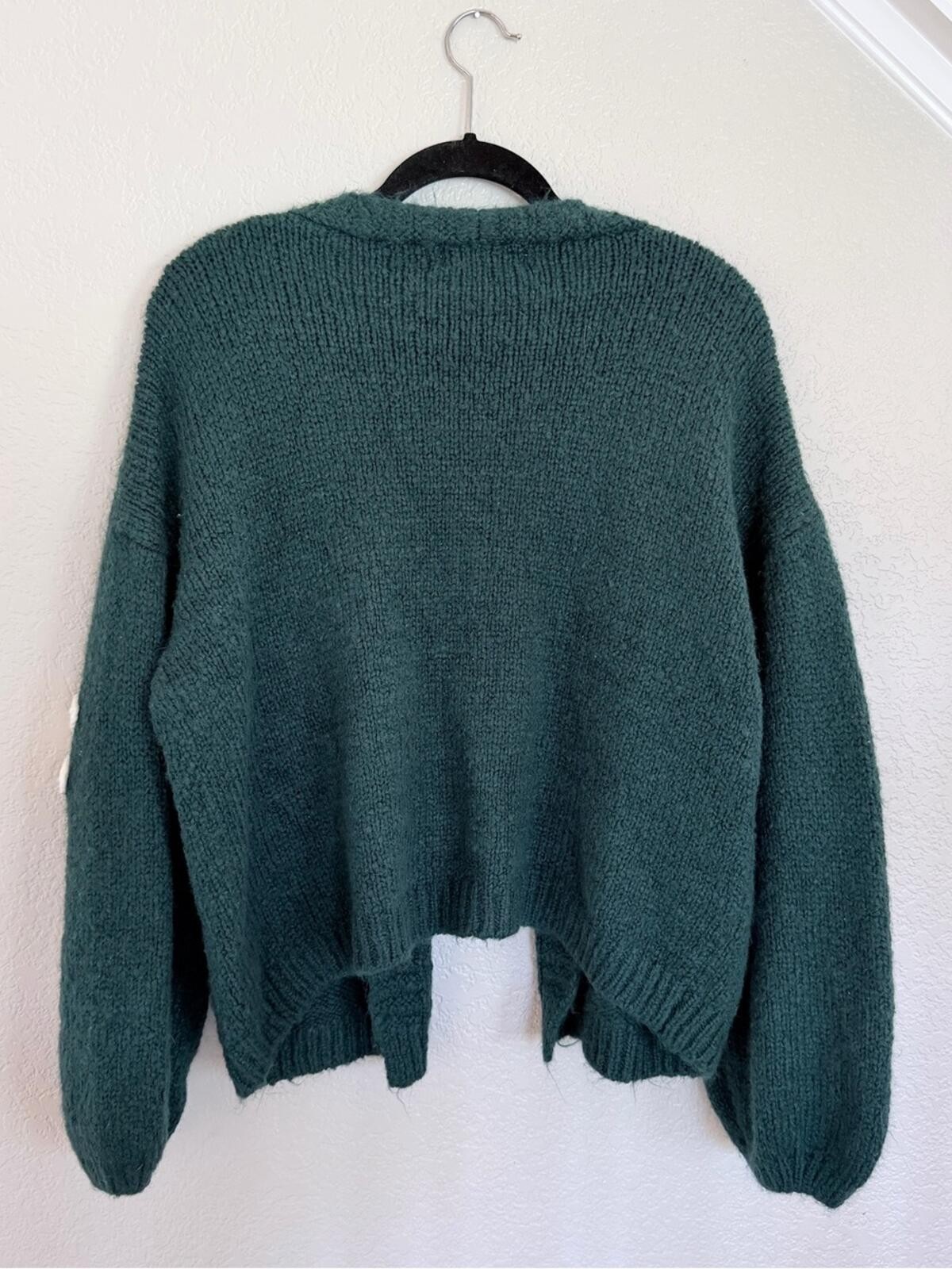 Threaded Leaf Daisy Cardigan Sweater Size XL