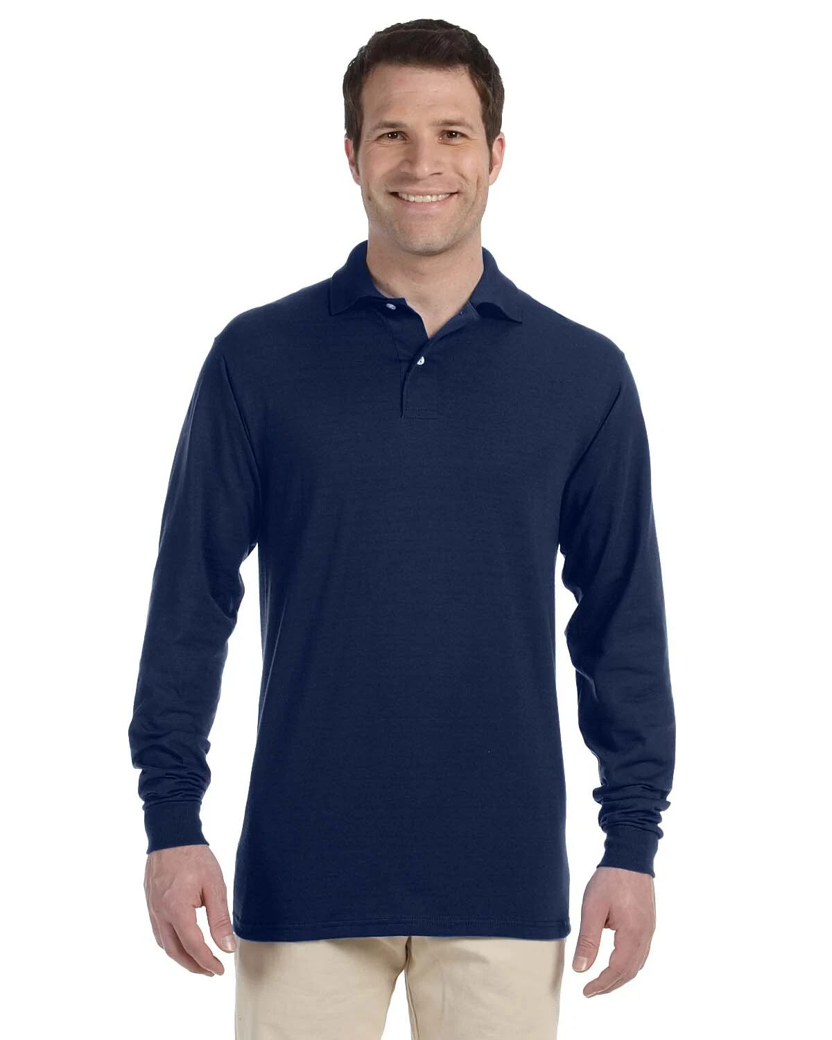 Jerzees Men’s Long Sleeve Polo with SpotShield 437ML, S-2XL Polos, 50/50 Blend