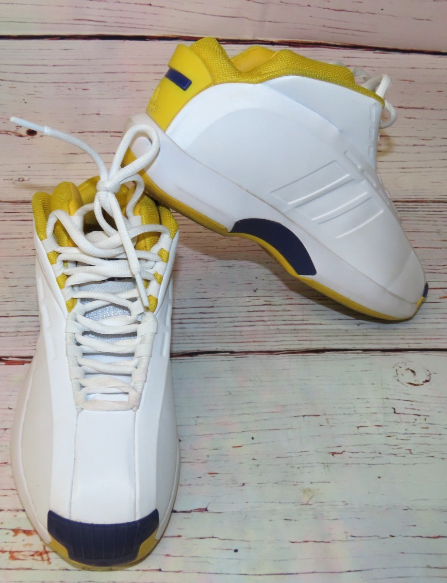 Men’s 8.5 Adidas Kobe Bryant Crazy 1 Home GY8947 White Yellow Purple Sneakers