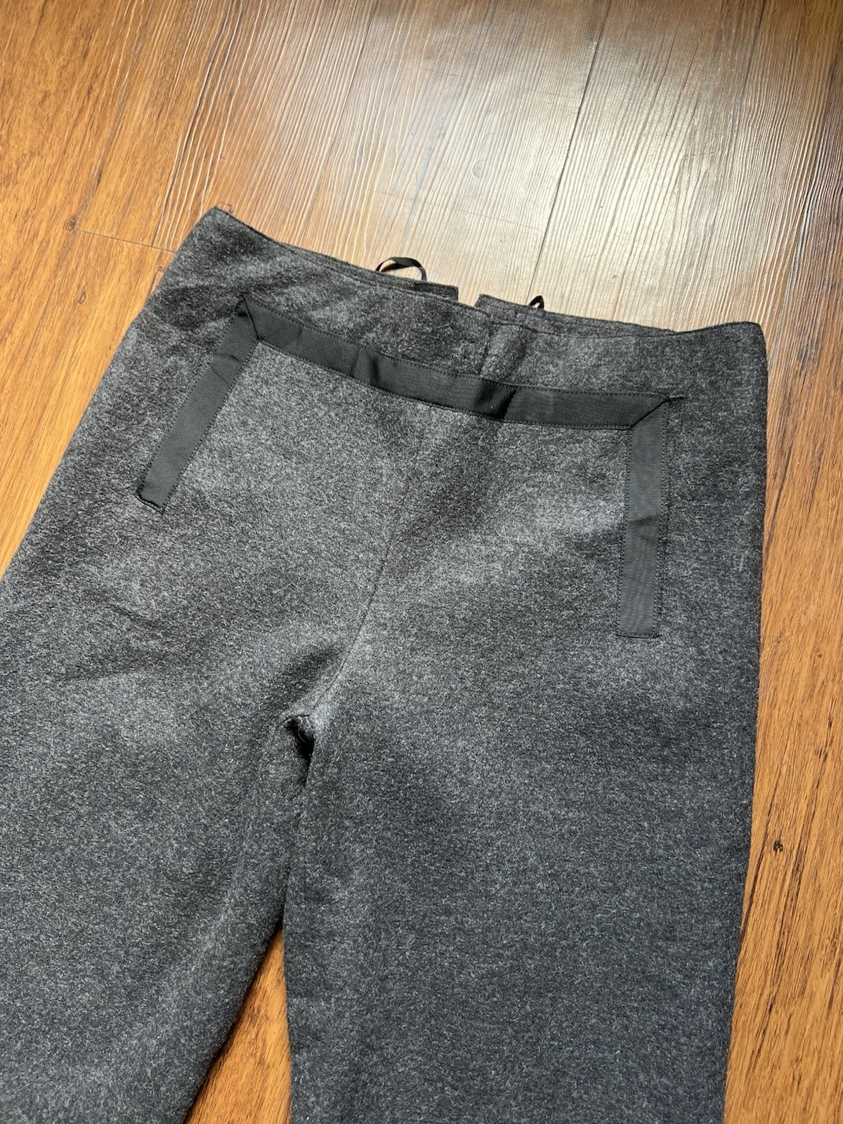 Vintage Marc Jacobs Pants 4 Gray Snap Button Sailor Lace Up 100% Wool Y2K Office