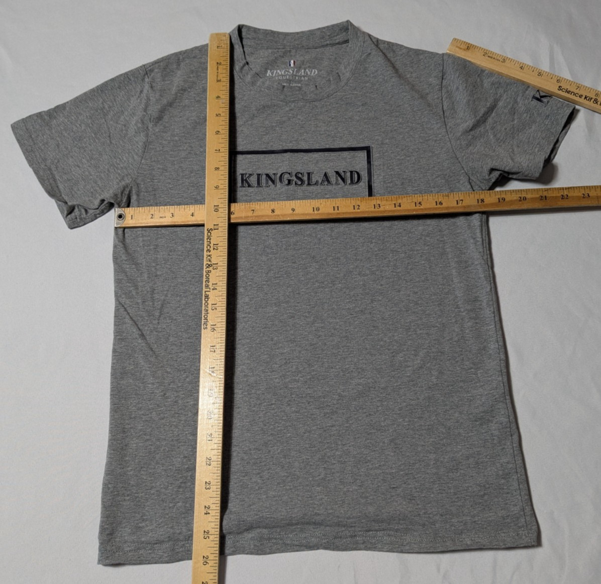 KINGSLAND ESQUESTRIAN Men Small Gray Stretch Blend Logo T-Shirt