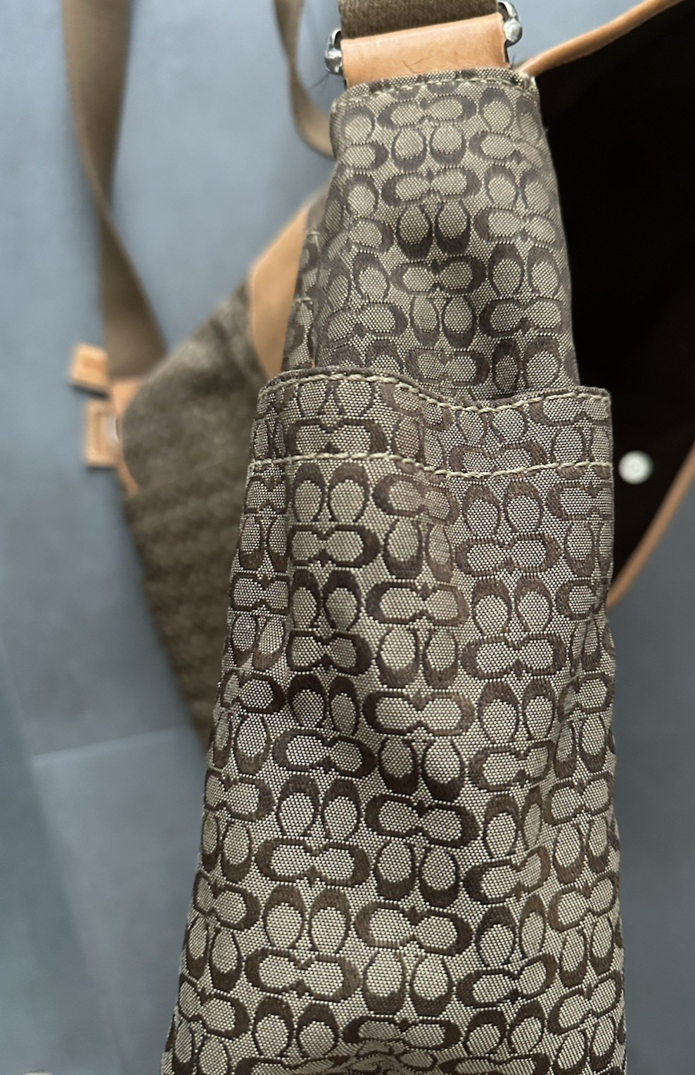 Coach CC Monogram Logo Flap Over Diaper Bag Laptop Bag Brown H0785-F77004