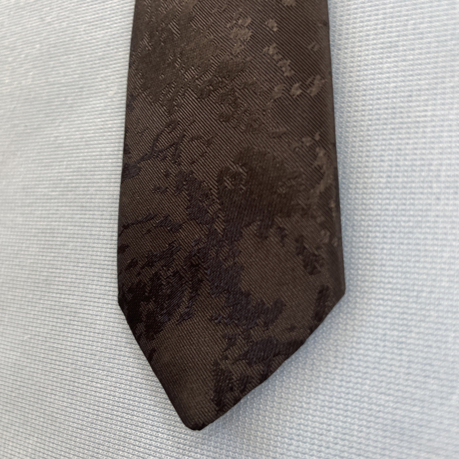 Impact Vtg Slim Necktie Made USA Optical Abstract Art Black Super Skinny 1.7×58″
