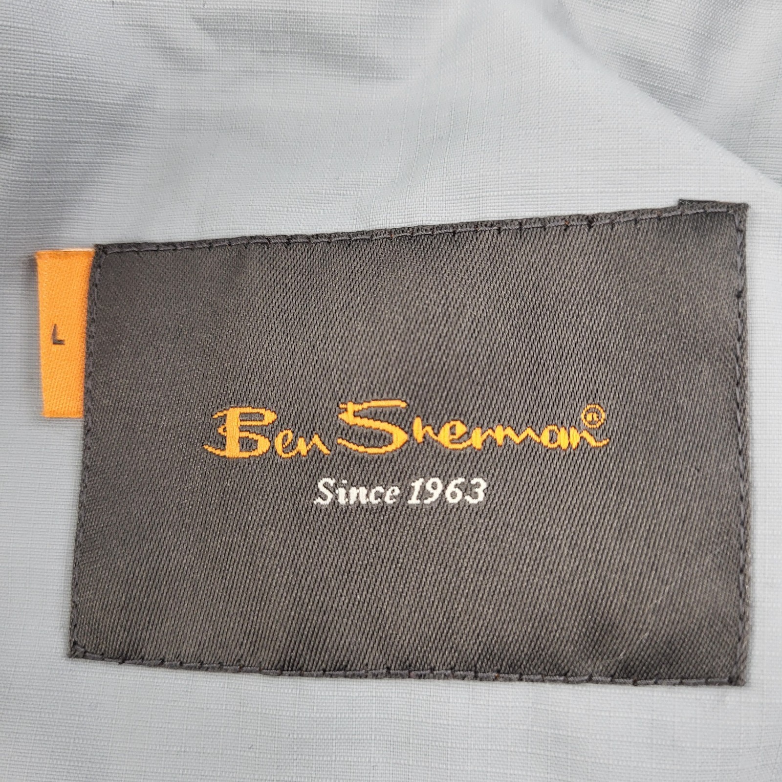 Ben Sherman Jacket Mens Large Gray Bomber Zip Snap Pockets