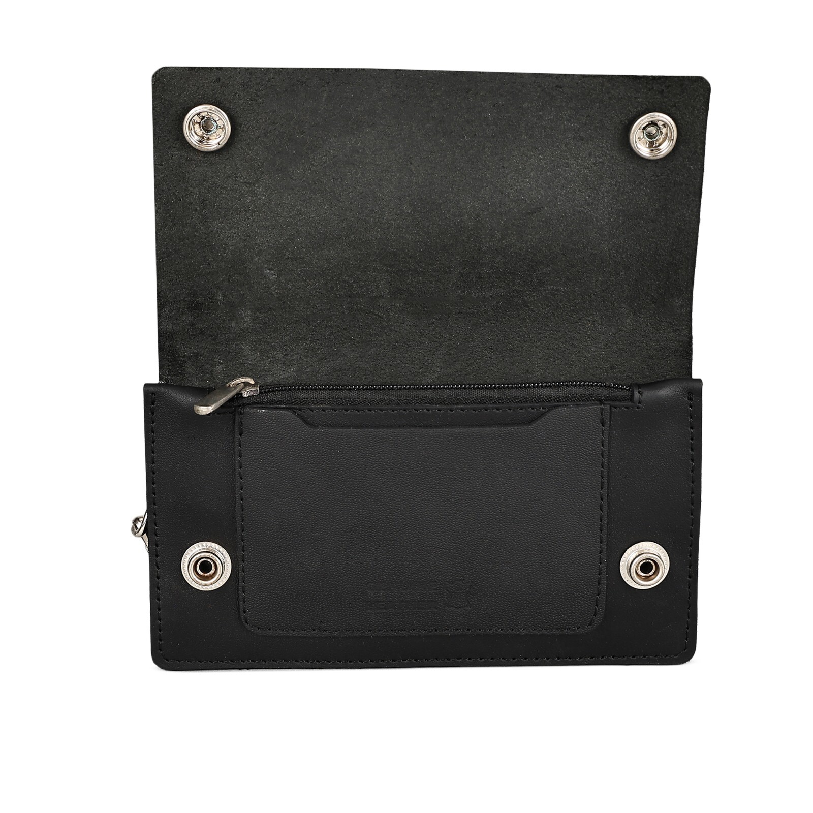 Leatherboss Leather Men Large Eagle Wallet with Chain Biker Trucker, Black