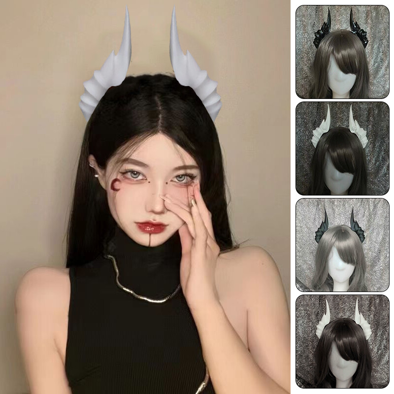 14/19cm Devil Horns Hair Clips Black/White Girl Hair Clips Lolita Cosplay Props